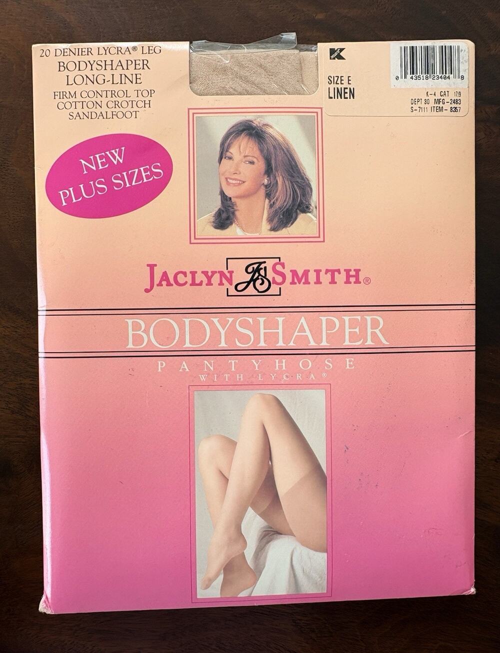 Jaclyn Smith Pantyhose Bodyshaper Firm Control Top Sandalfoot Sz E Linen Nude